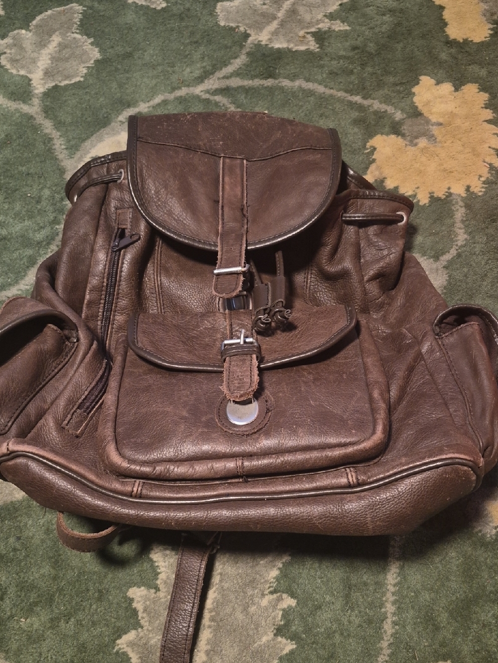 Men's Brown Leather Backpack - Classic Casual Rucksack